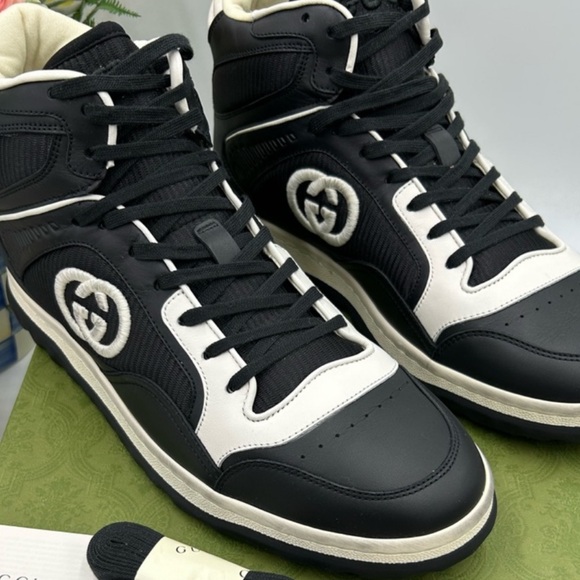 Men's Gucci Mac 80 high top leather sneakers . Size 10.5 - Picture 1 of 9